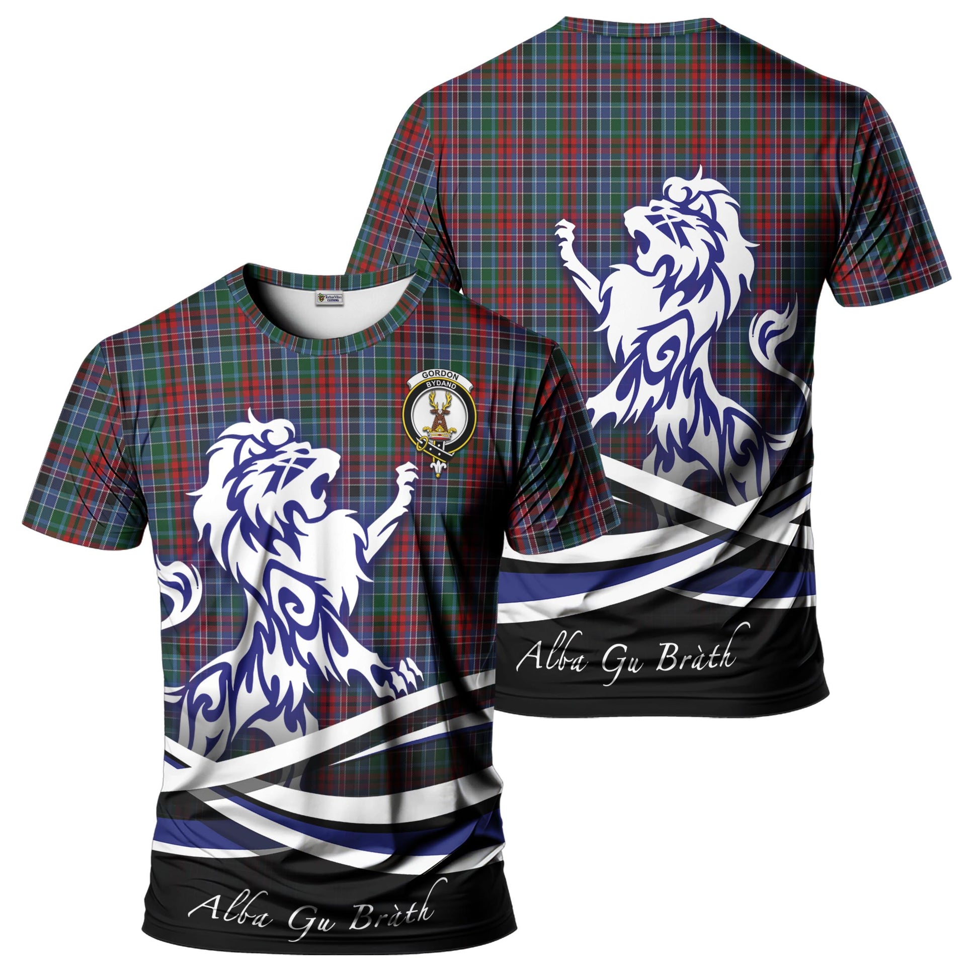 gordon-red-tartan-t-shirt-with-alba-gu-brath-regal-lion-emblem