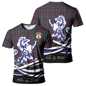 Gordon Red Tartan T-Shirt with Alba Gu Brath Regal Lion Emblem