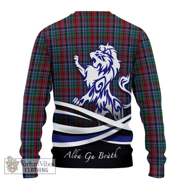 Gordon Red Tartan Ugly Sweater with Alba Gu Brath Regal Lion Emblem