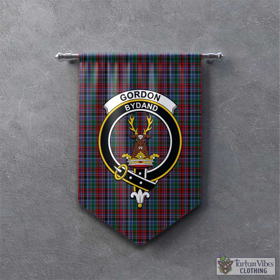 Tartan Vibes Clothing Gordon Red Tartan Gonfalon, Tartan Banner with Family Crest