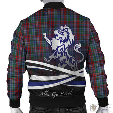 Gordon Red Tartan Bomber Jacket with Alba Gu Brath Regal Lion Emblem