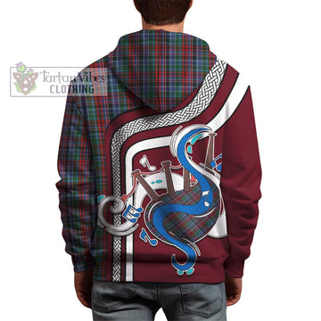 Gordon Red Tartan Hoodie with Epic Bagpipe Style