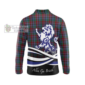 Gordon Red Tartan Long Sleeve Polo Shirt with Alba Gu Brath Regal Lion Emblem