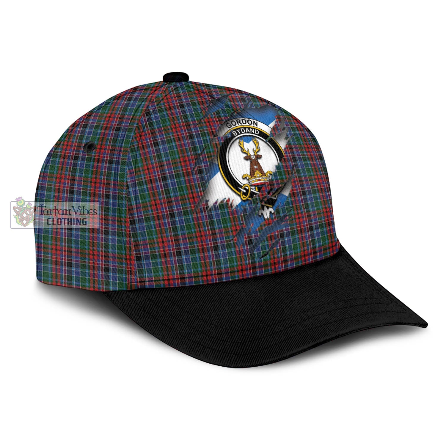 Tartan Vibes Clothing Gordon Red Tartan Classic Cap with Family Crest In Me Style