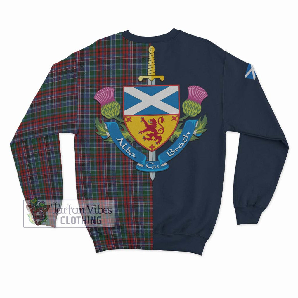 Tartan Vibes Clothing Gordon Red Tartan Sweatshirt with Scottish Lion Royal Arm Half Style