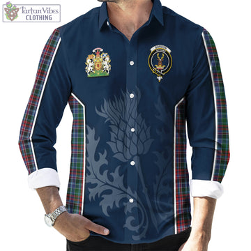 Gordon Red Tartan Long Sleeve Button Up Shirt with Family Crest and Scottish Thistle Vibes Sport Style