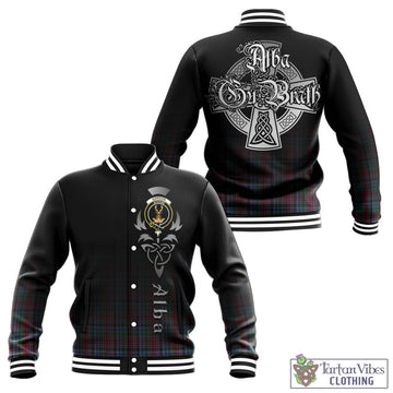 Gordon Red Tartan Baseball Jacket Featuring Alba Gu Brath Family Crest Celtic Inspired