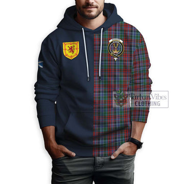 Gordon Red Tartan Hoodie Alba with Scottish Lion Royal Arm Half Style