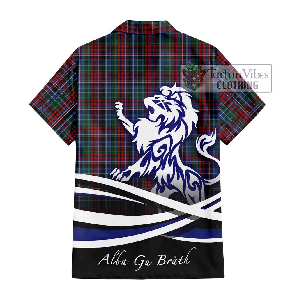 Gordon Red Tartan Short Sleeve Button Shirt with Alba Gu Brath Regal Lion Emblem - Tartanvibesclothing Shop