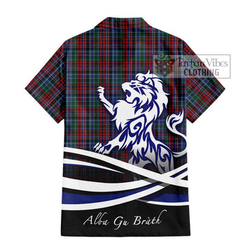 Gordon Red Tartan Short Sleeve Button Shirt with Alba Gu Brath Regal Lion Emblem