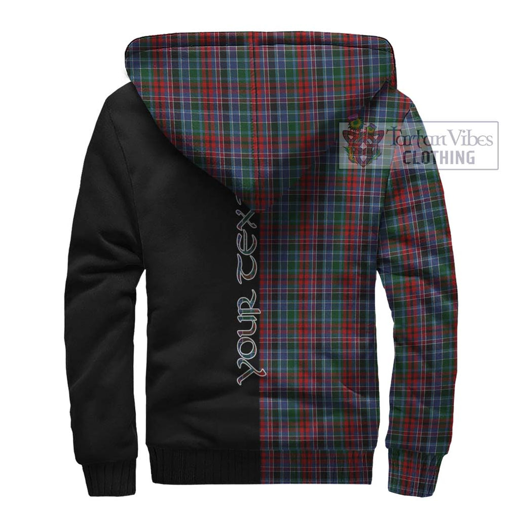 Gordon Red Tartan Sherpa Hoodie with Family Crest and Half Of Me Style - Tartanvibesclothing Shop