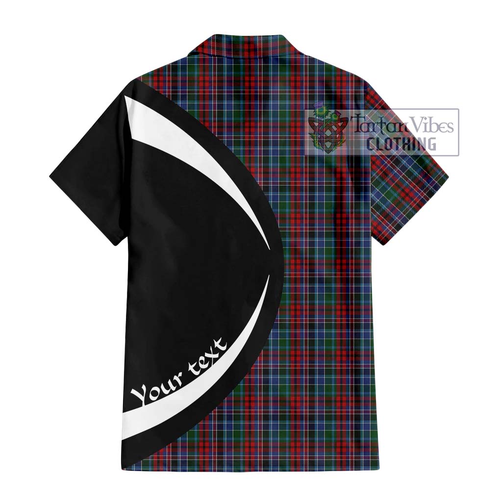 Gordon Red Tartan Short Sleeve Button Up with Family Crest Circle Style - Tartan Vibes Clothing