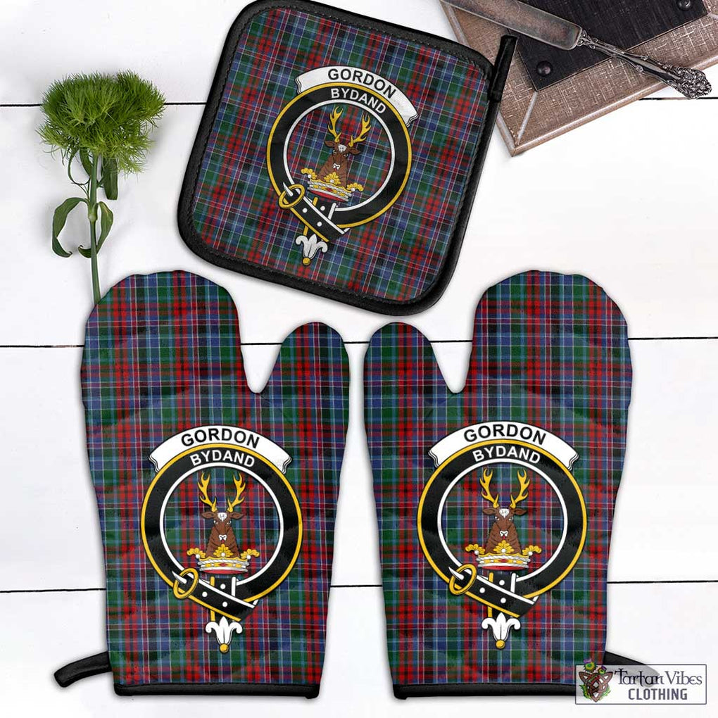 Gordon Red Tartan Combo Oven Mitt & Pot-Holder with Family Crest Combo 1 Oven Mitt & 1 Pot-Holder Black - Tartan Vibes Clothing