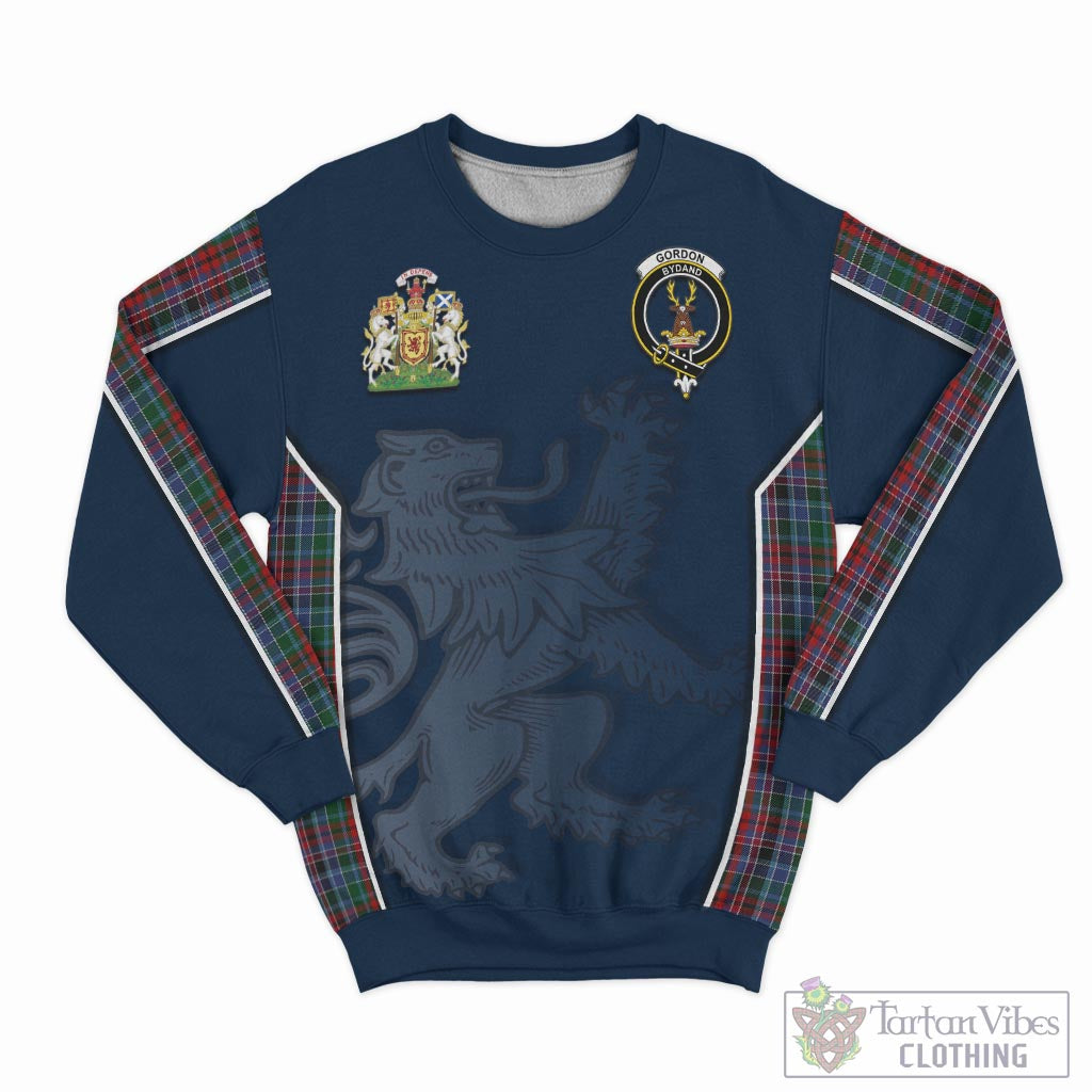 Tartan Vibes Clothing Gordon Red Tartan Sweater with Family Crest and Lion Rampant Vibes Sport Style