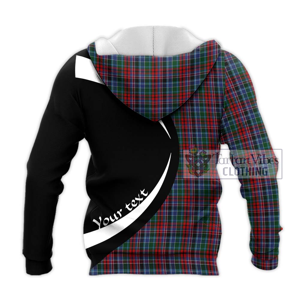 Gordon Red Tartan Knitted Hoodie with Family Crest Circle Style - Tartan Vibes Clothing