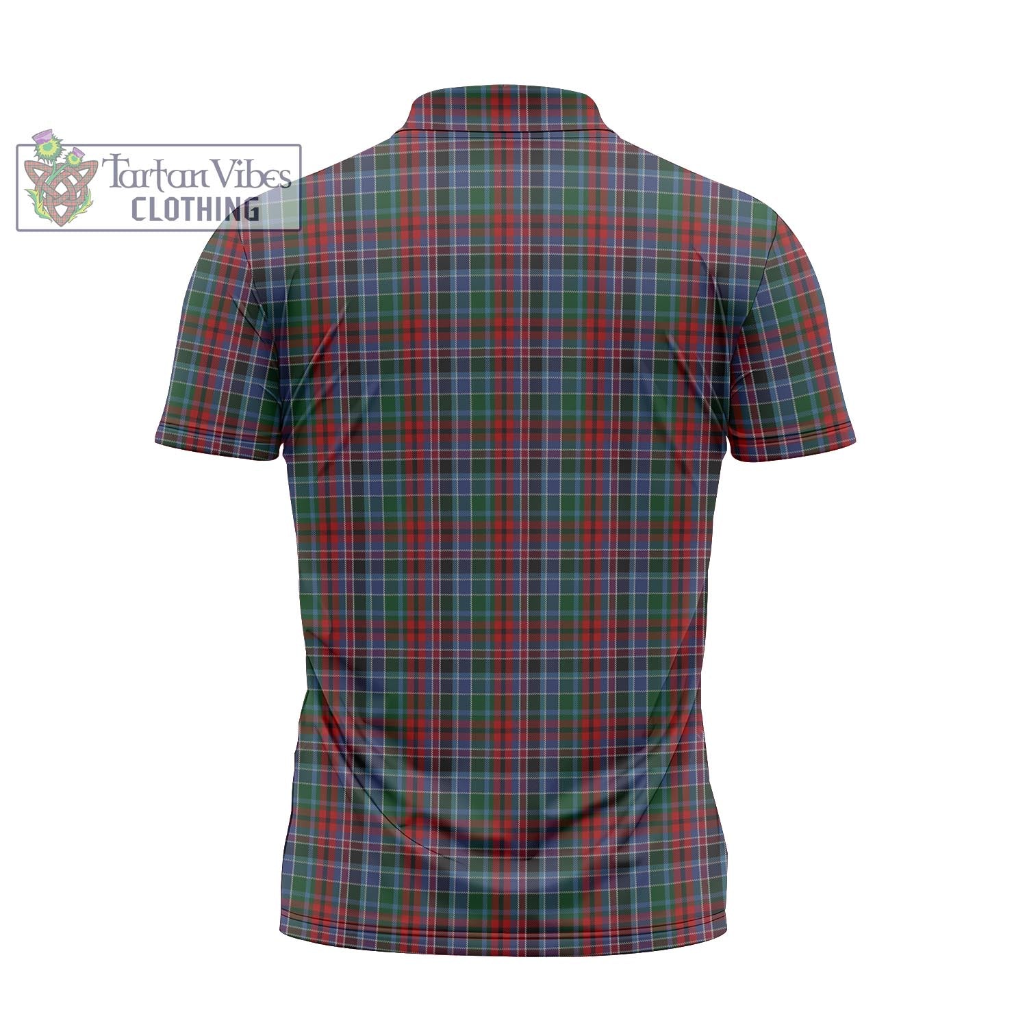 Tartan Vibes Clothing Gordon Red Tartan Zipper Polo Shirt with Family Crest