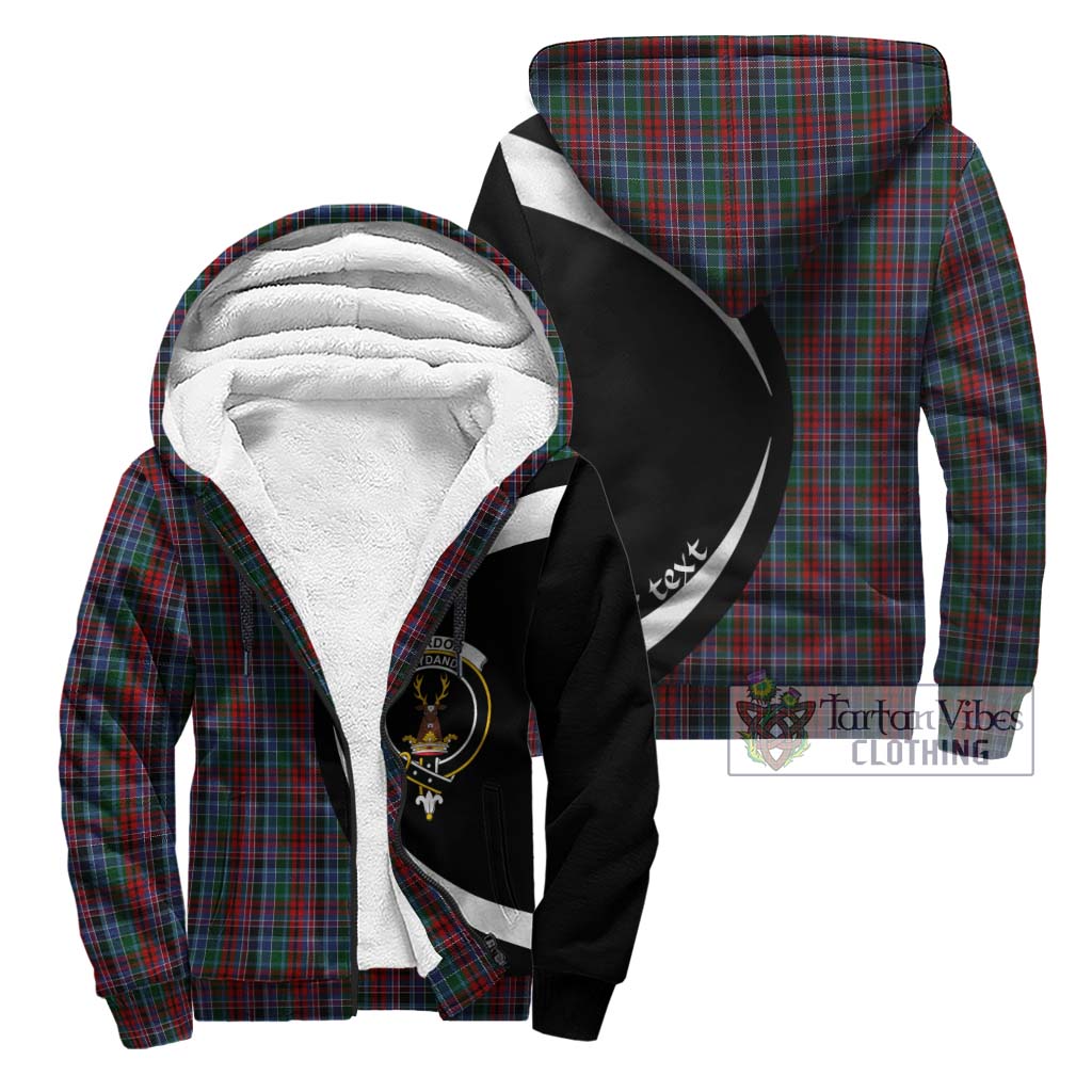 Gordon Red Tartan Sherpa Hoodie with Family Crest Circle Style Unisex - Tartan Vibes Clothing