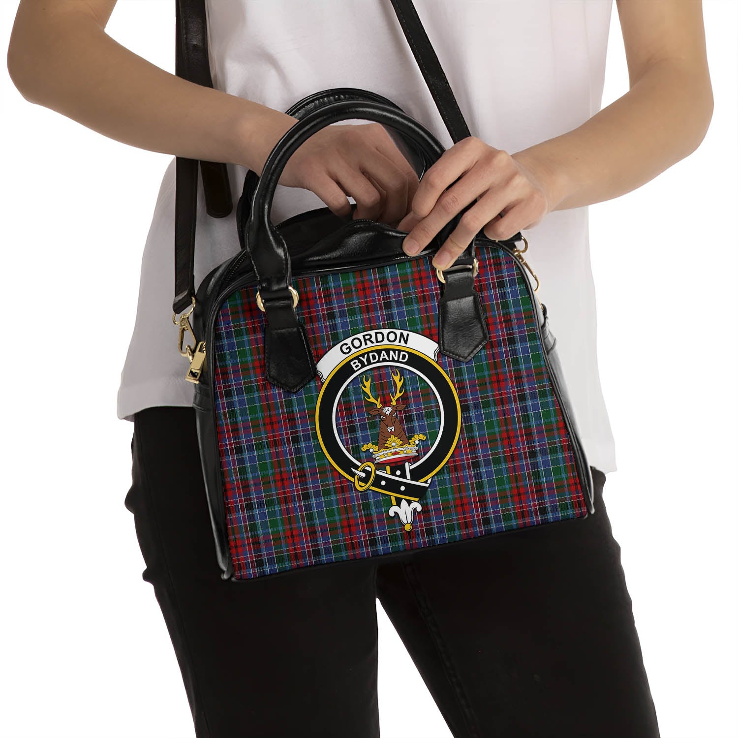 Gordon Red Tartan Shoulder Handbags with Family Crest - Tartanvibesclothing