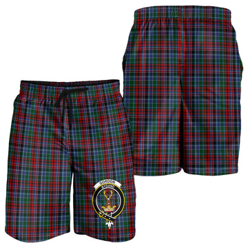 Gordon Red Tartan Mens Shorts with Family Crest