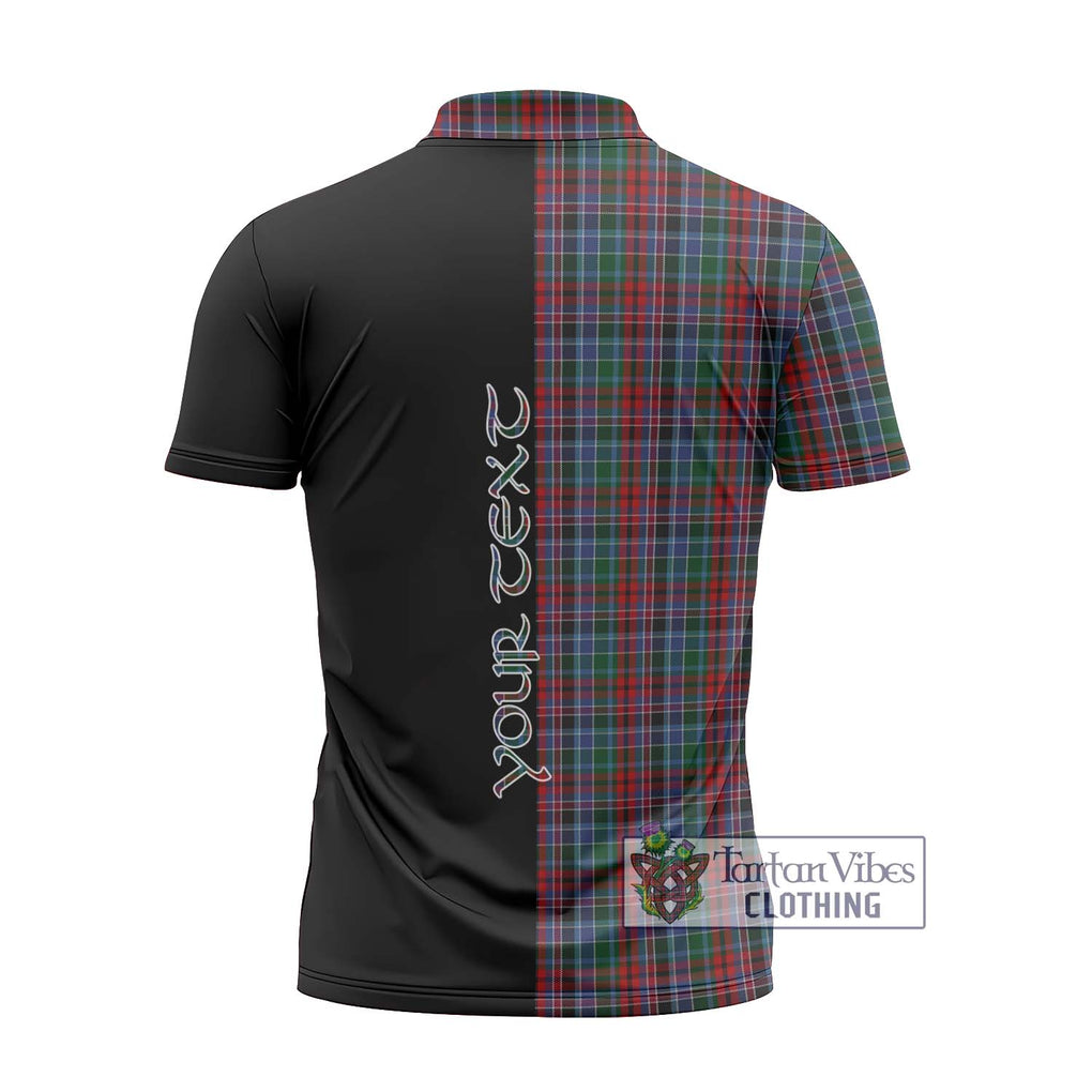 Gordon Red Tartan Zipper Polo Shirt with Family Crest and Half Of Me Style - Tartanvibesclothing Shop