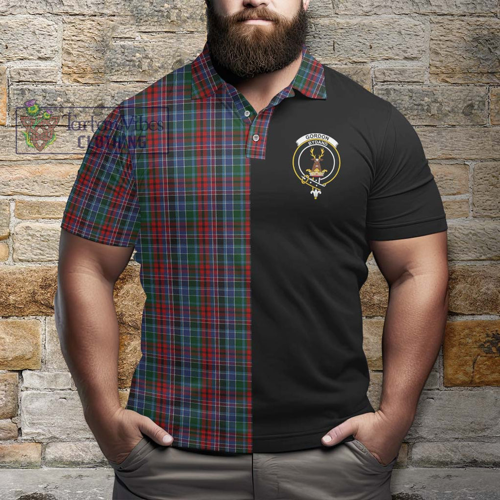 Gordon Red Tartan Polo Shirt with Family Crest and Half Of Me Style - Tartanvibesclothing Shop