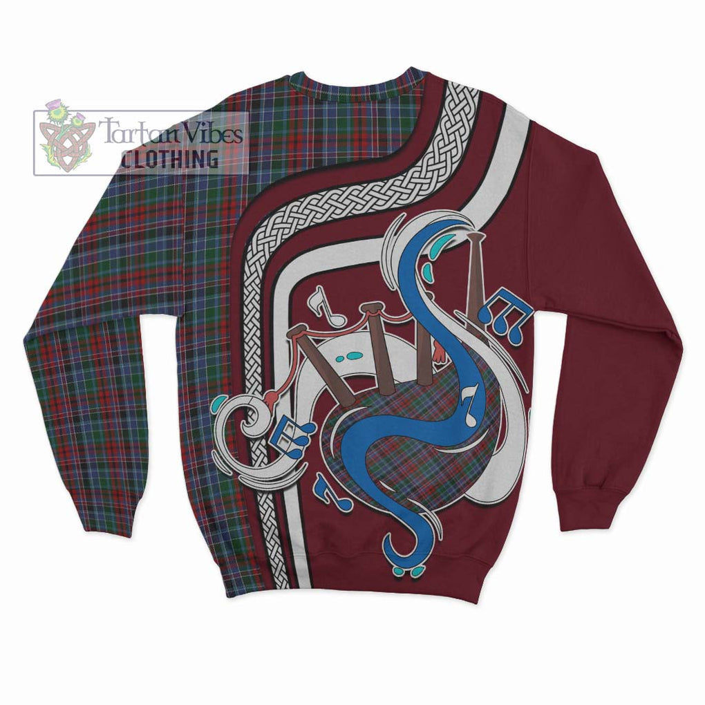 Tartan Vibes Clothing Gordon Red Tartan Sweatshirt with Epic Bagpipe Style