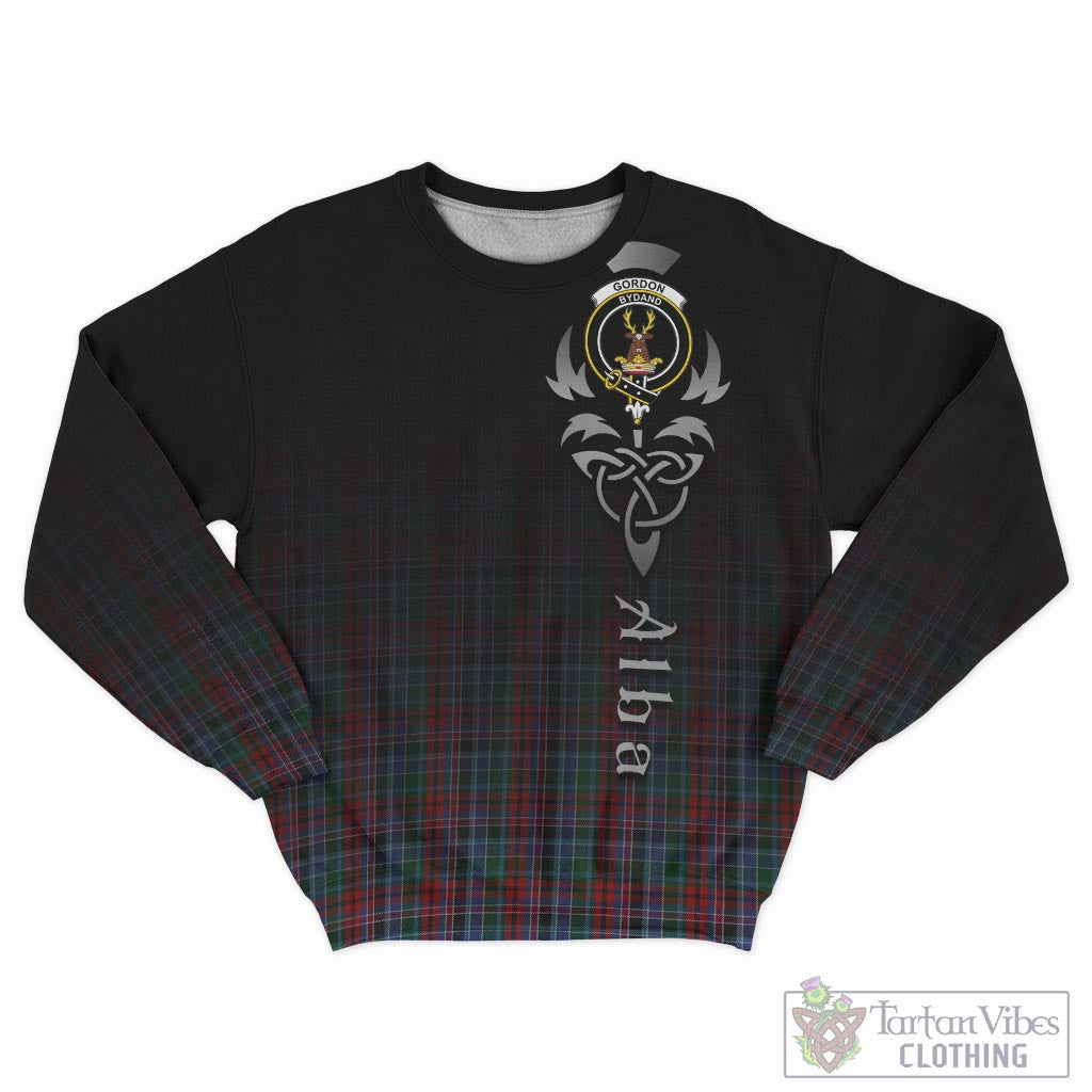 Tartan Vibes Clothing Gordon Red Tartan Sweatshirt Featuring Alba Gu Brath Family Crest Celtic Inspired