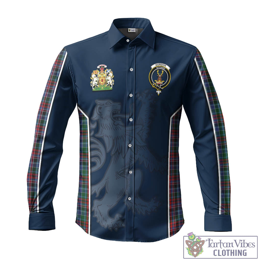 Tartan Vibes Clothing Gordon Red Tartan Long Sleeve Button Up Shirt with Family Crest and Lion Rampant Vibes Sport Style