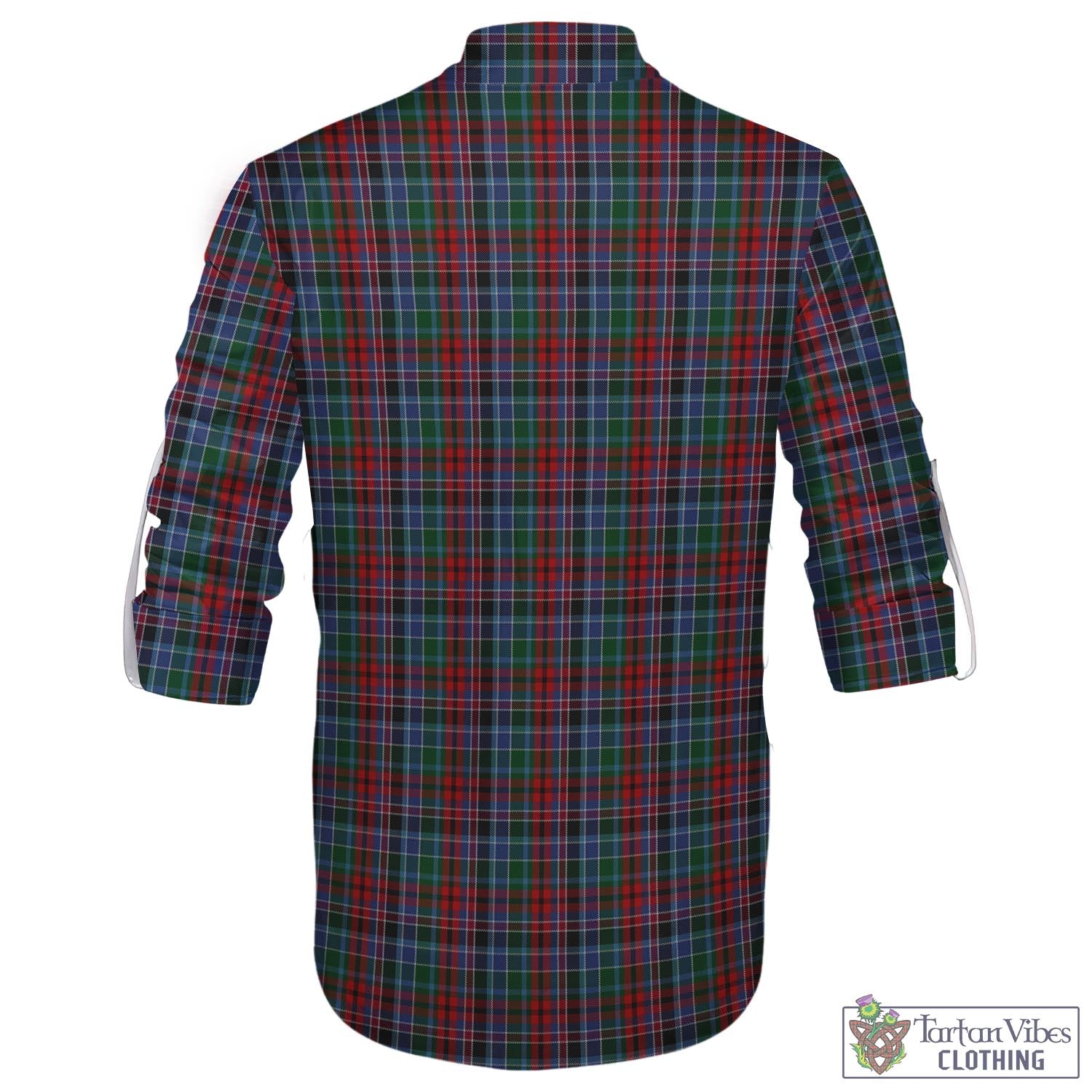 Tartan Vibes Clothing Gordon Red Tartan Men's Scottish Traditional Jacobite Ghillie Kilt Shirt with Family Crest