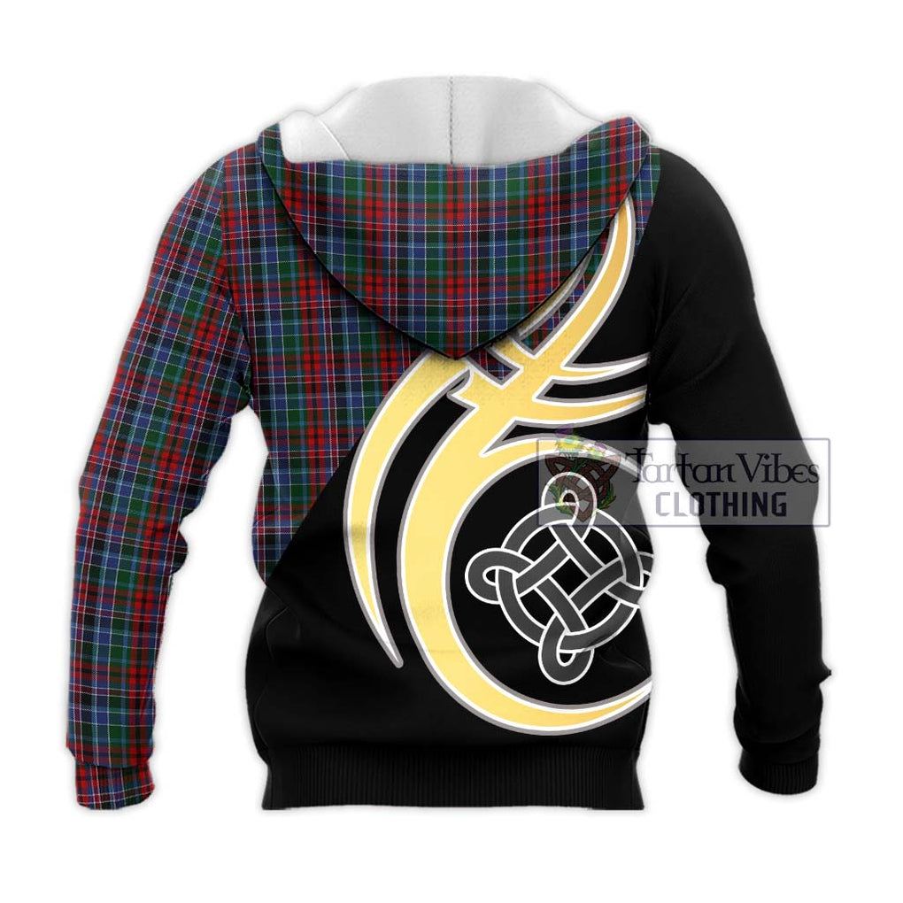 Gordon Red Tartan Knitted Hoodie with Family Crest and Celtic Symbol Style - Tartan Vibes Clothing