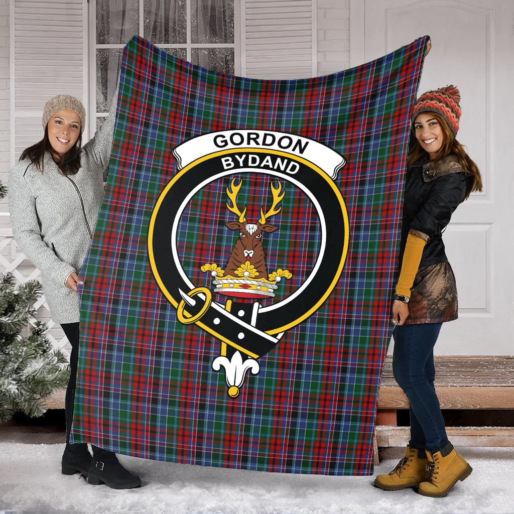 gordon-red-tartab-blanket-with-family-crest