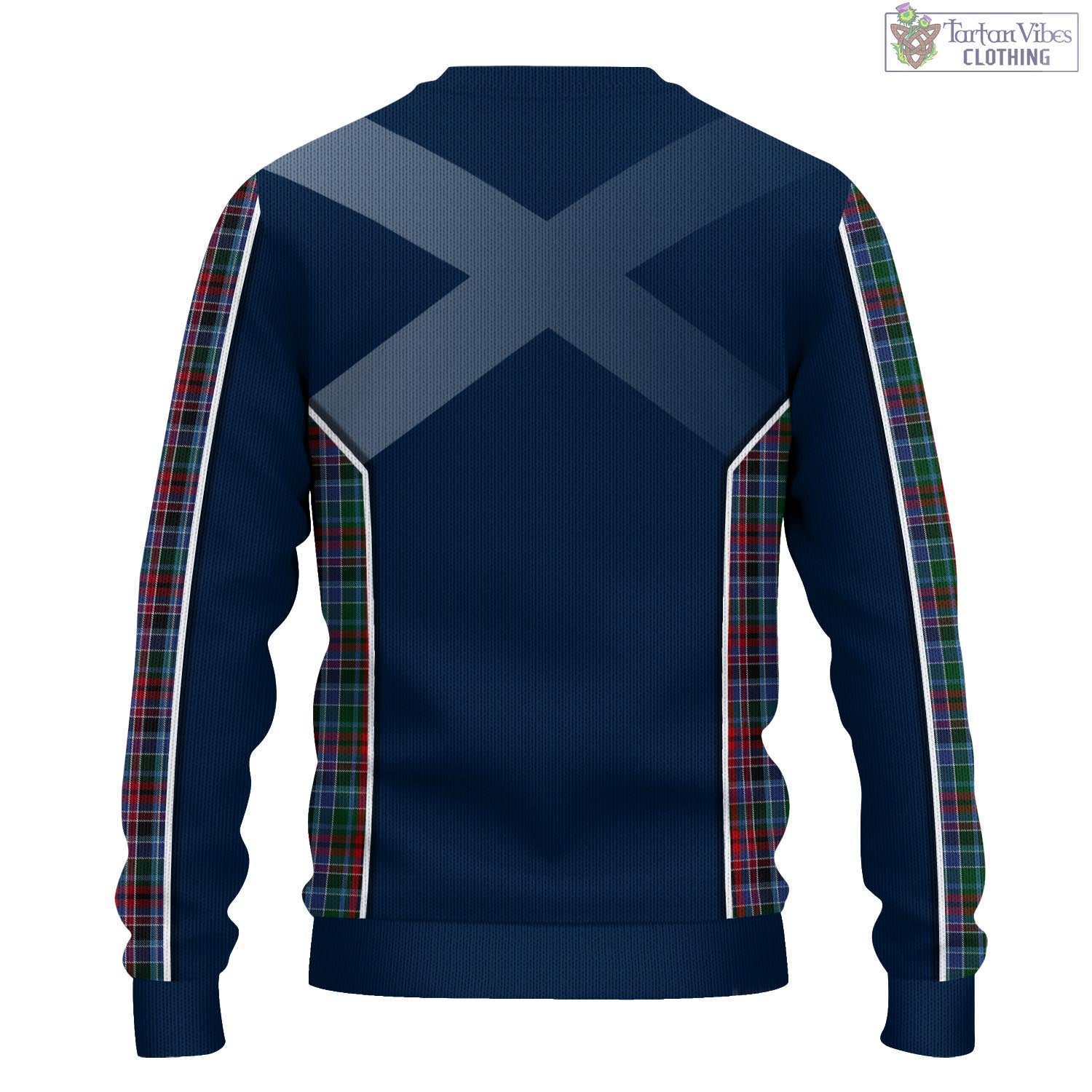 Tartan Vibes Clothing Gordon Red Tartan Knitted Sweatshirt with Family Crest and Scottish Thistle Vibes Sport Style