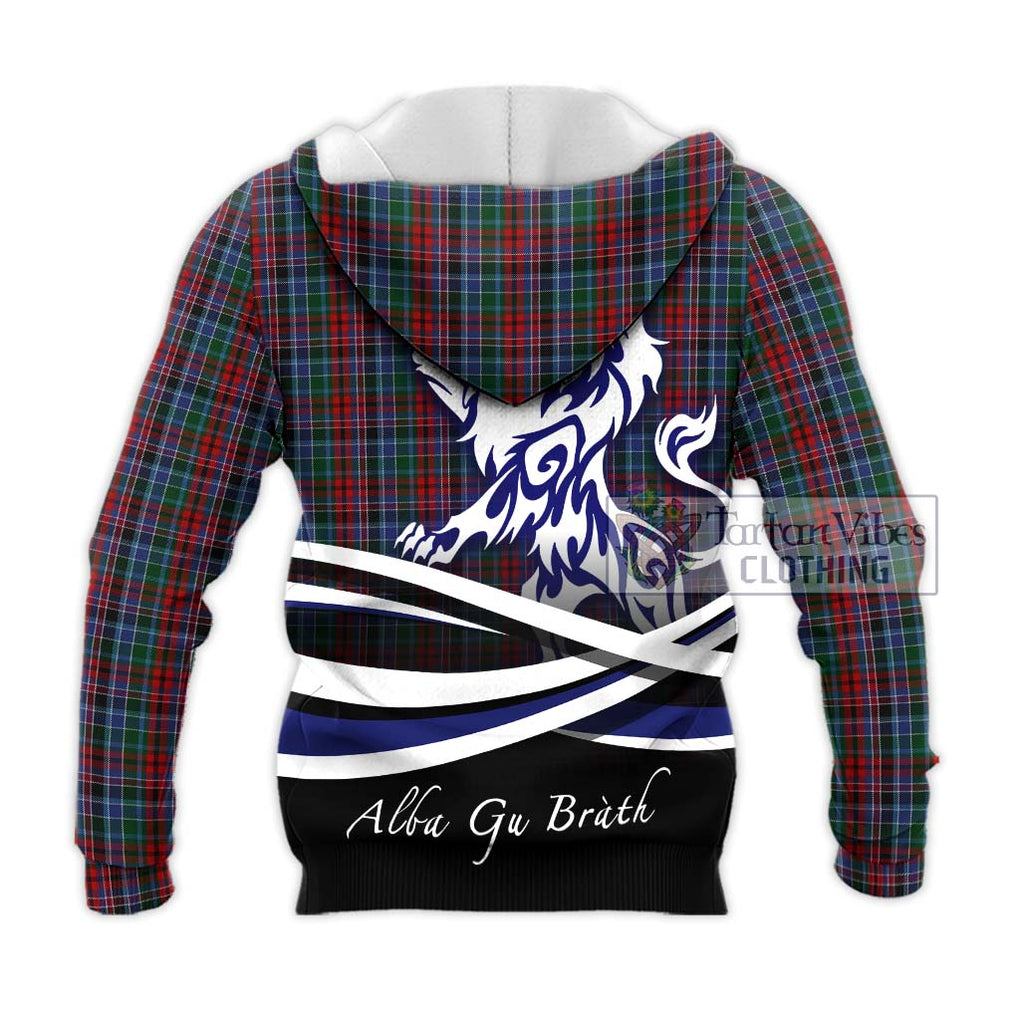 Gordon Red Tartan Knitted Hoodie with Alba Gu Brath Regal Lion Emblem - Tartanvibesclothing Shop