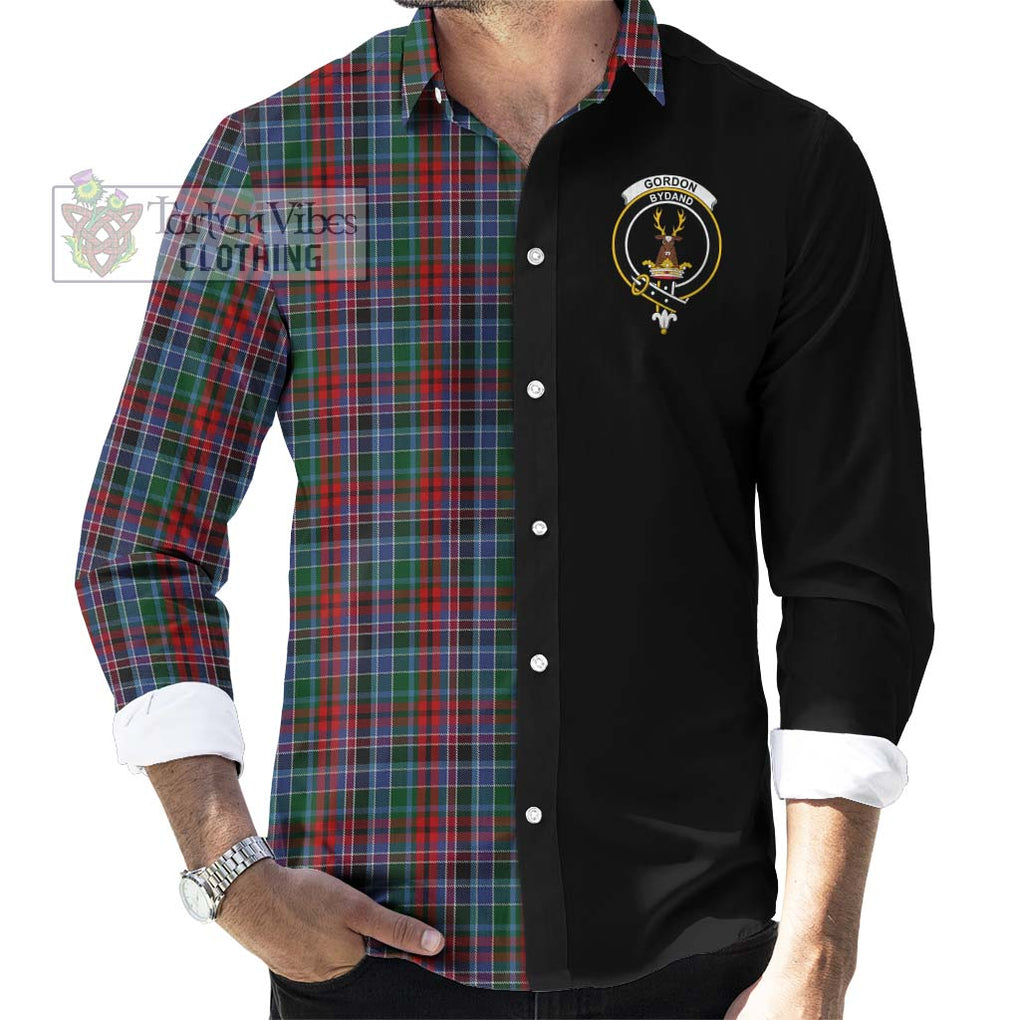 Gordon Red Tartan Long Sleeve Button Shirt with Family Crest and Half Of Me Style - Tartanvibesclothing Shop