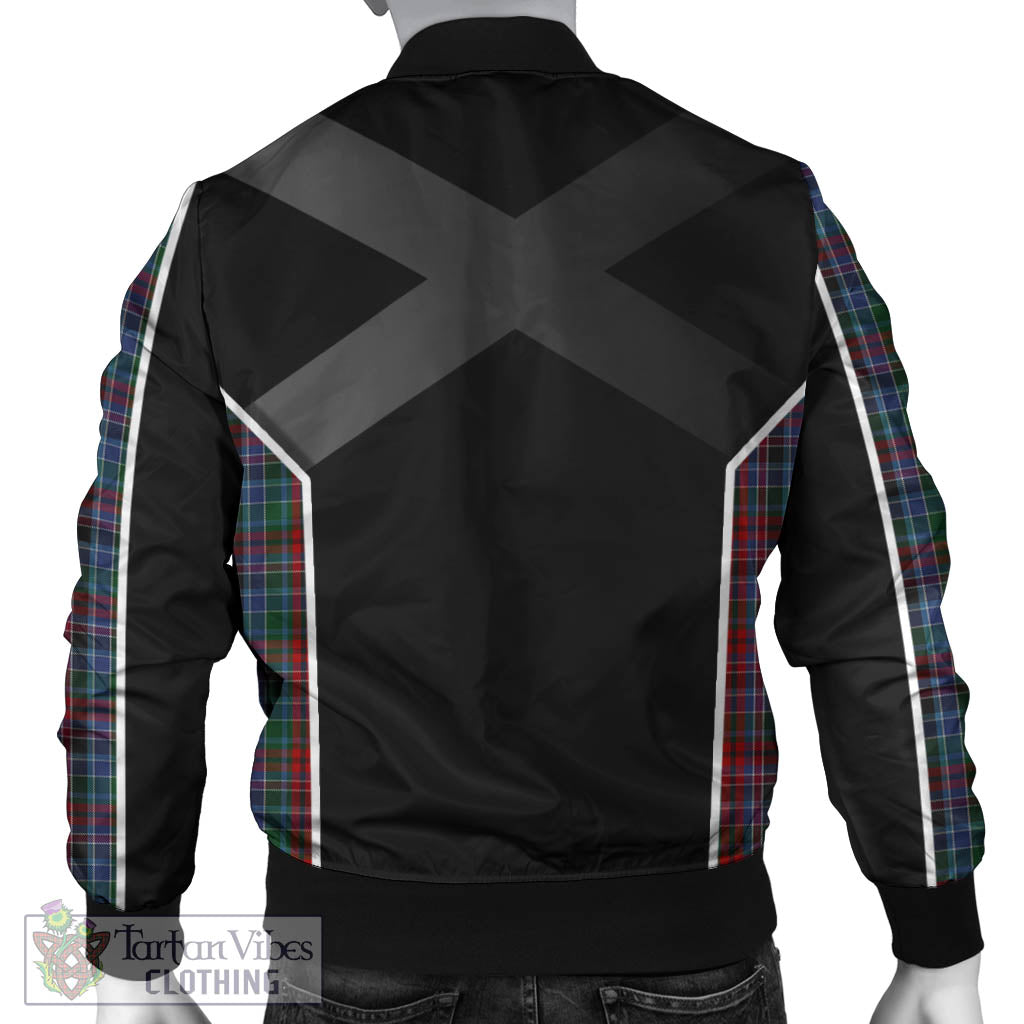 Tartan Vibes Clothing Gordon Red Tartan Bomber Jacket with Family Crest and Scottish Thistle Vibes Sport Style