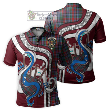 Gordon Red Tartan Polo Shirt with Epic Bagpipe Style