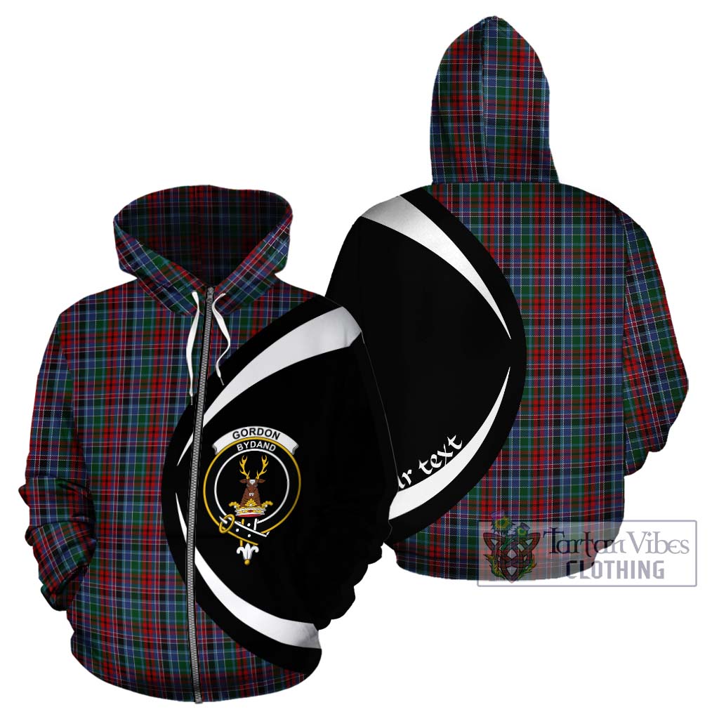 Tartan Vibes Clothing Gordon Red Tartan Hoodie with Family Crest Circle Style