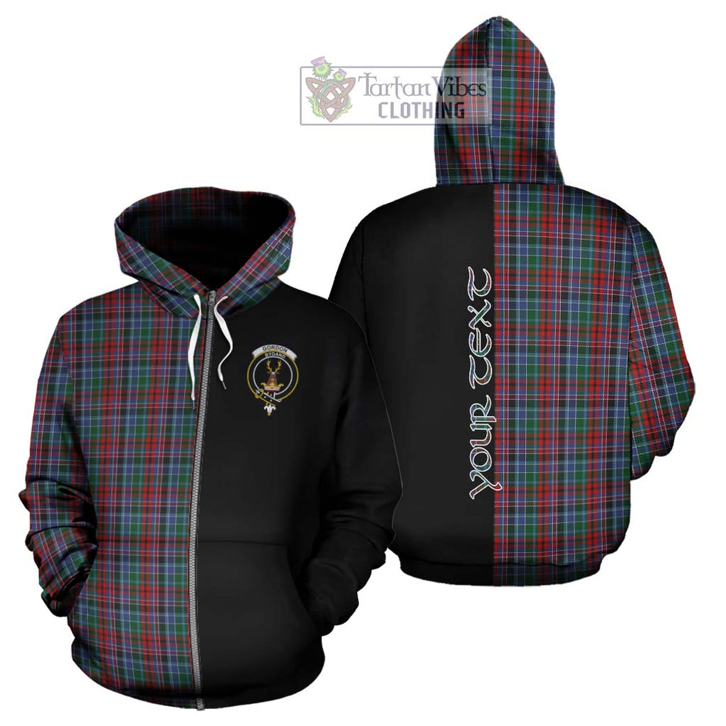 Gordon Red Tartan Hoodie with Family Crest and Half Of Me Style - Tartanvibesclothing Shop