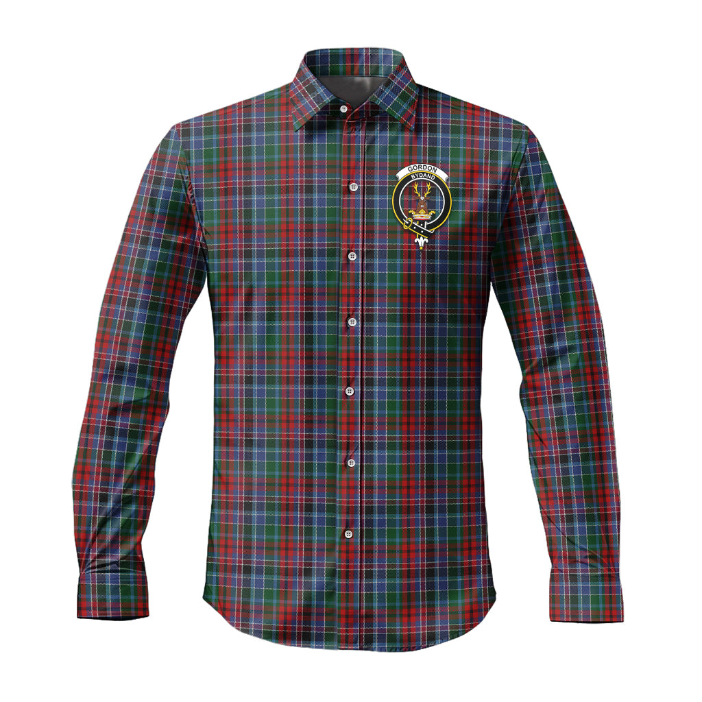 gordon-red-tartan-long-sleeve-button-up-shirt-with-family-crest