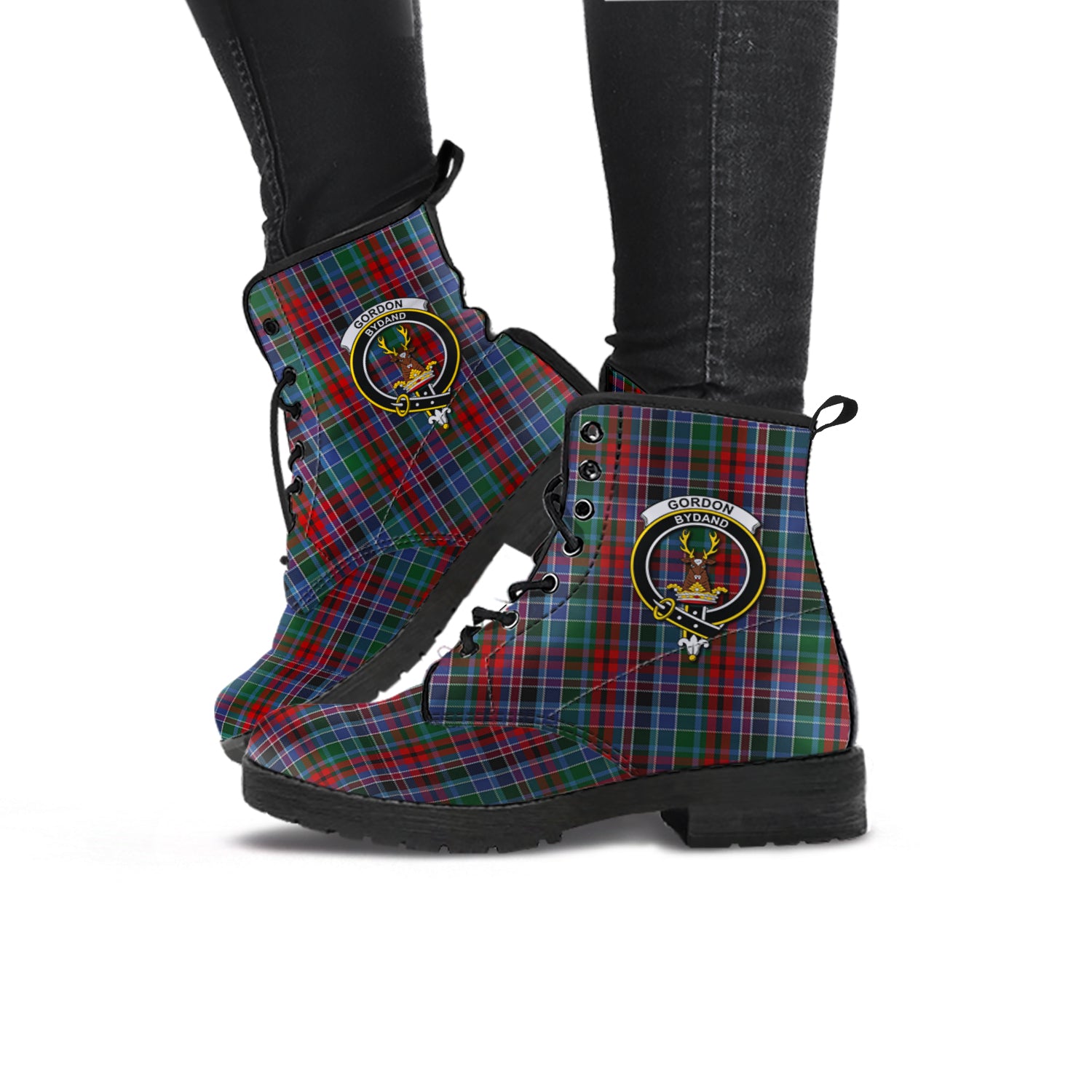 gordon-red-tartan-leather-boots-with-family-crest