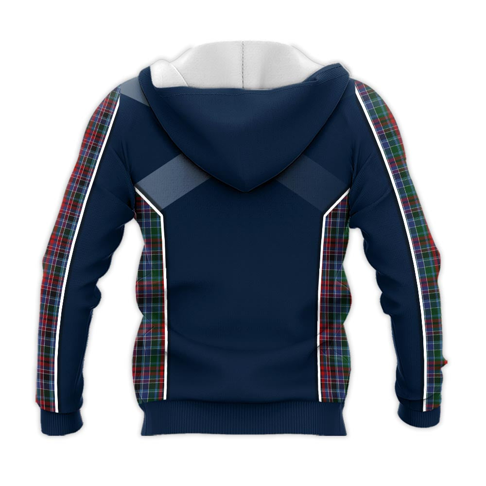 Tartan Vibes Clothing Gordon Red Tartan Knitted Hoodie with Family Crest and Scottish Thistle Vibes Sport Style