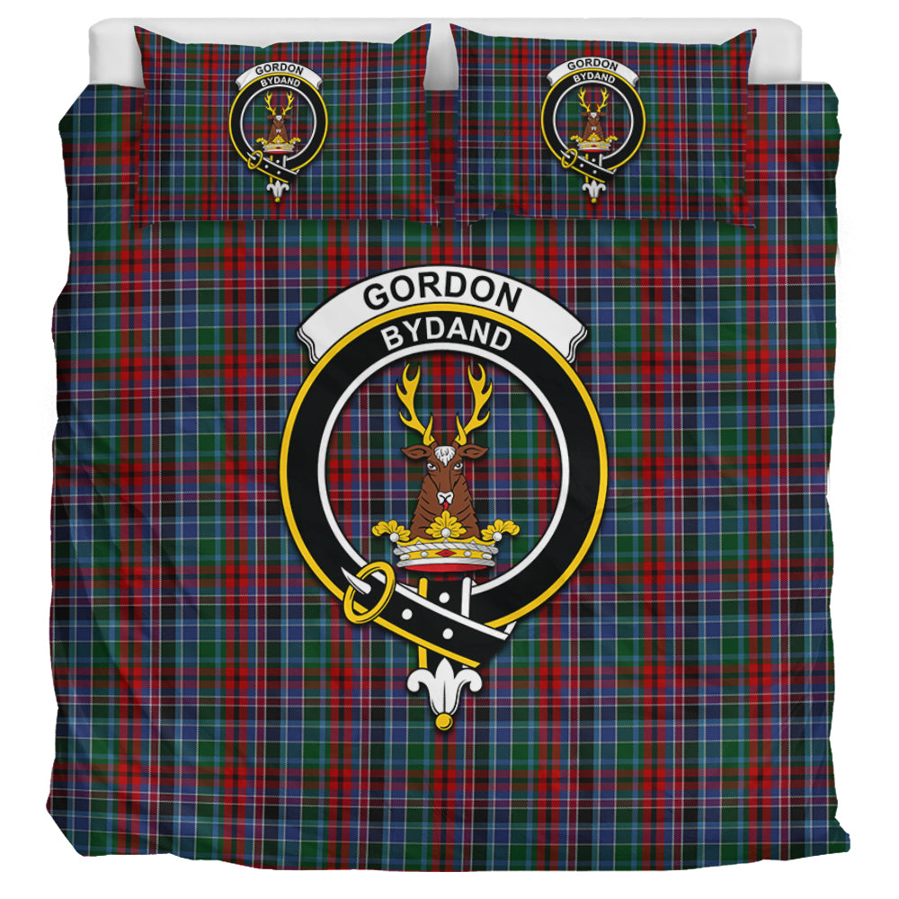 Gordon Red Tartan Bedding Set with Family Crest UK Bedding Set UK Super King 104*94 inch - Tartan Vibes Clothing