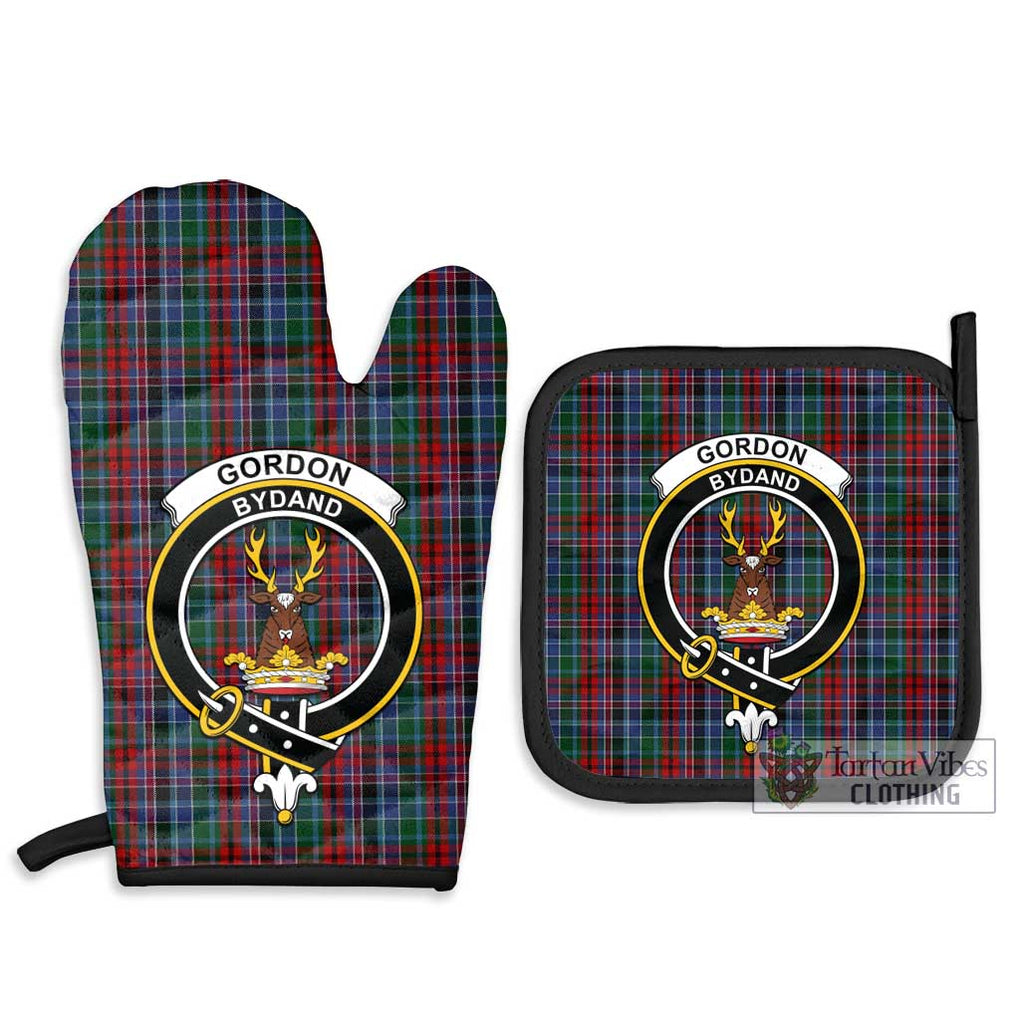 Gordon Red Tartan Combo Oven Mitt & Pot-Holder with Family Crest Combo 1 Oven Mitt & 2 Pot-Holder Black - Tartan Vibes Clothing