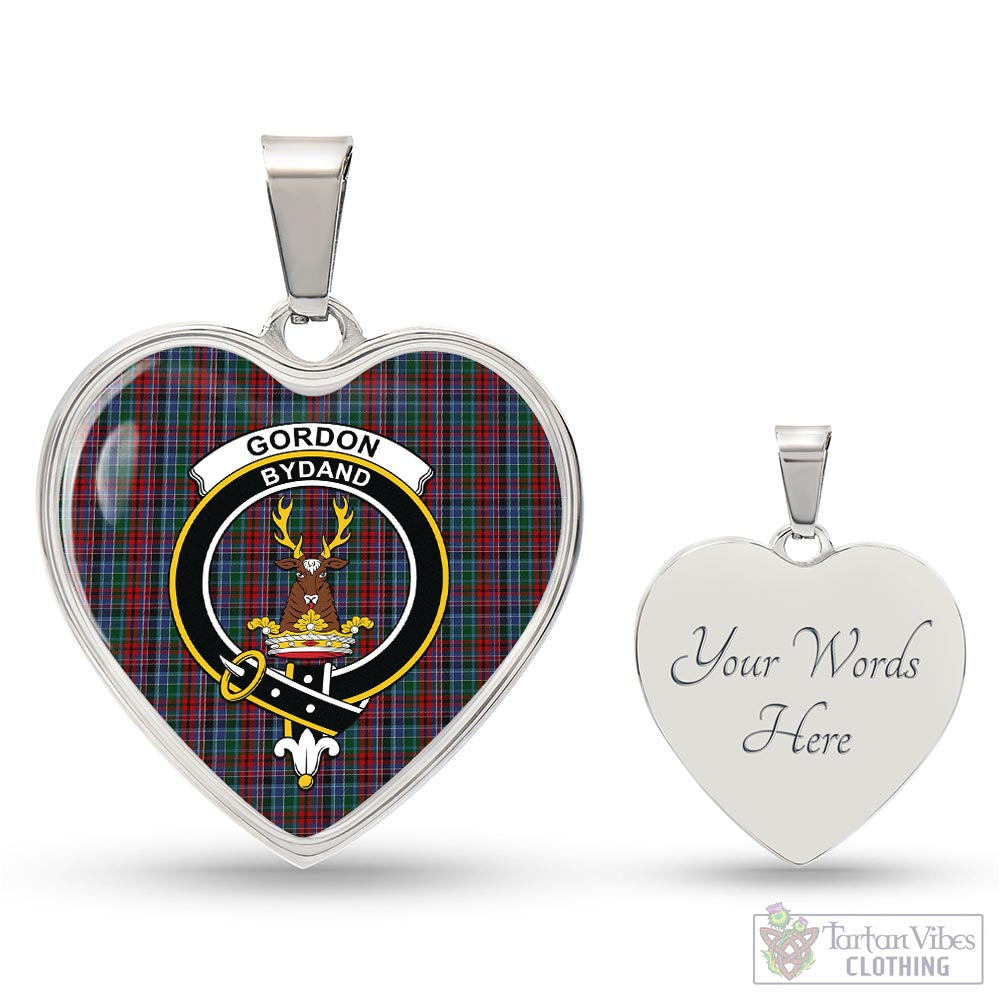 Tartan Vibes Clothing Gordon Red Tartan Heart Necklace with Family Crest