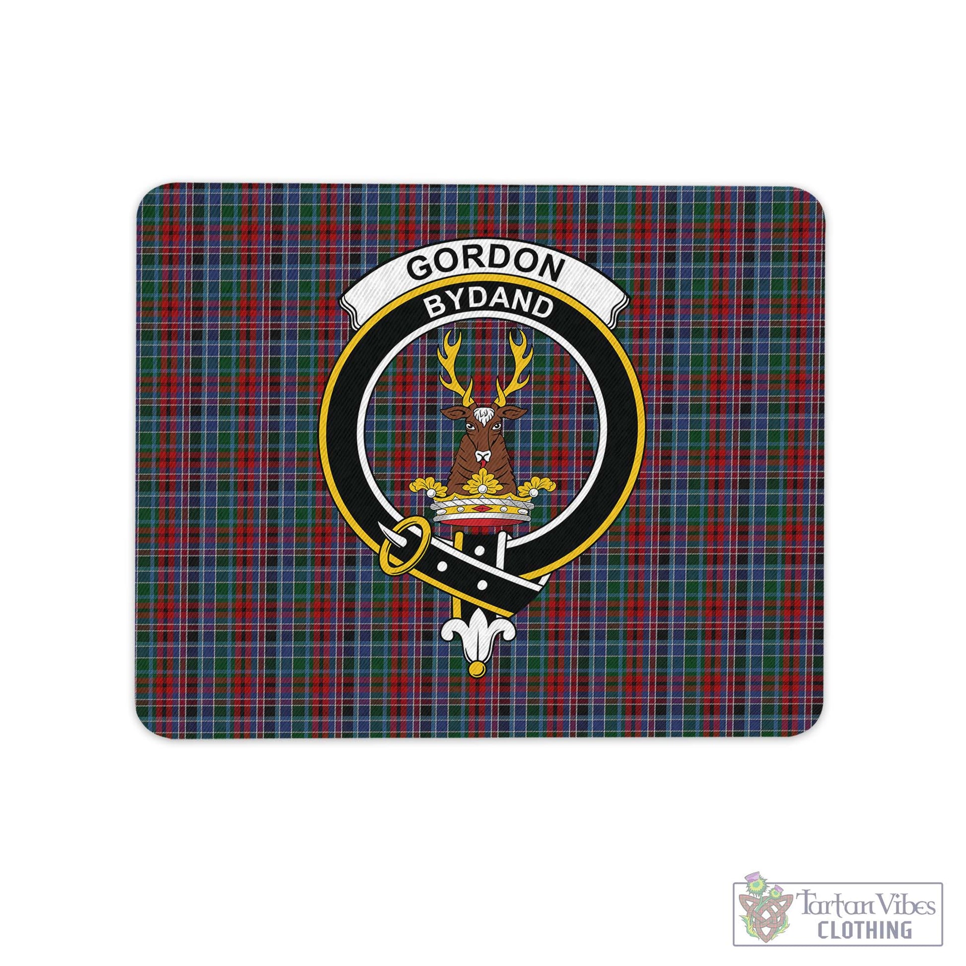 Tartan Vibes Clothing Gordon Red Tartan Mouse Pad with Family Crest