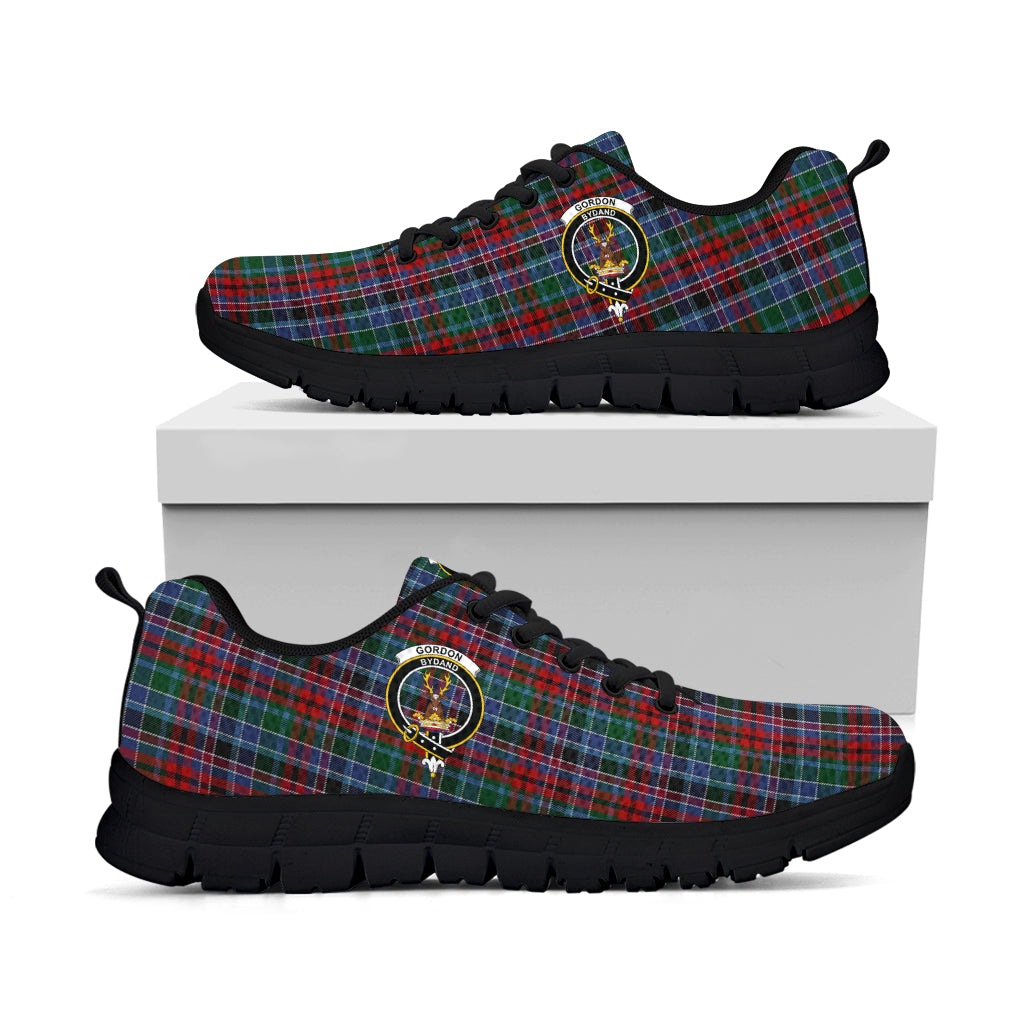 Gordon Red Tartan Sneakers with Family Crest - Tartan Vibes Clothing