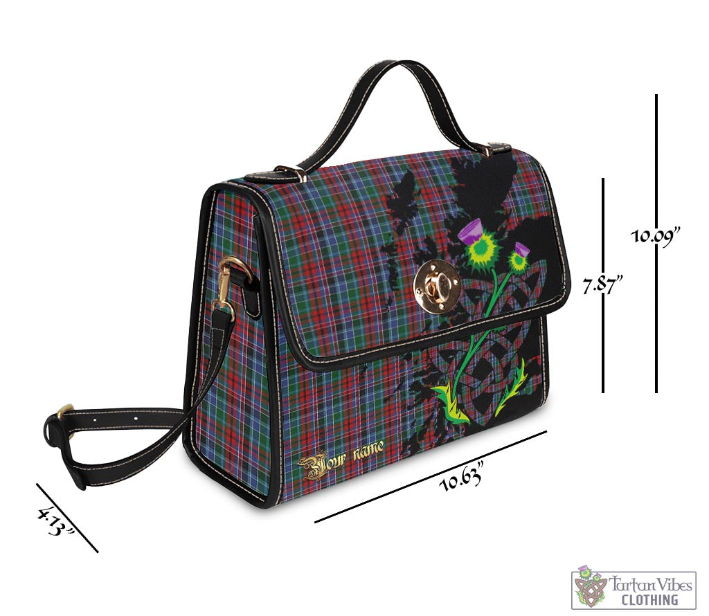 Tartan Vibes Clothing Gordon Red Tartan Waterproof Canvas Bag with Scotland Map and Thistle Celtic Accents