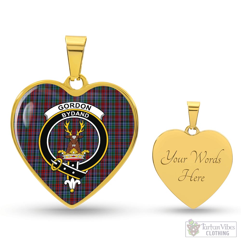 Tartan Vibes Clothing Gordon Red Tartan Heart Necklace with Family Crest