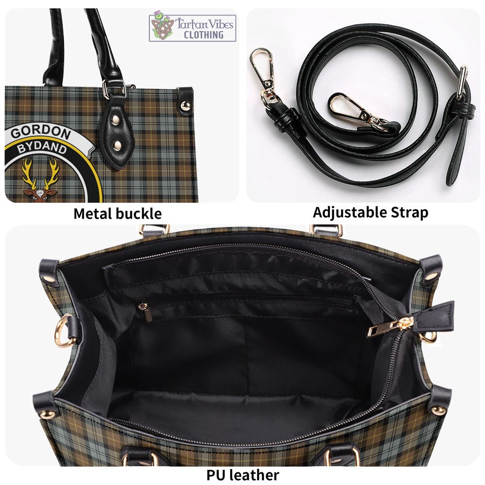 Tartan Vibes Clothing Gordon Weathered Tartan Luxury Leather Handbags with Family Crest