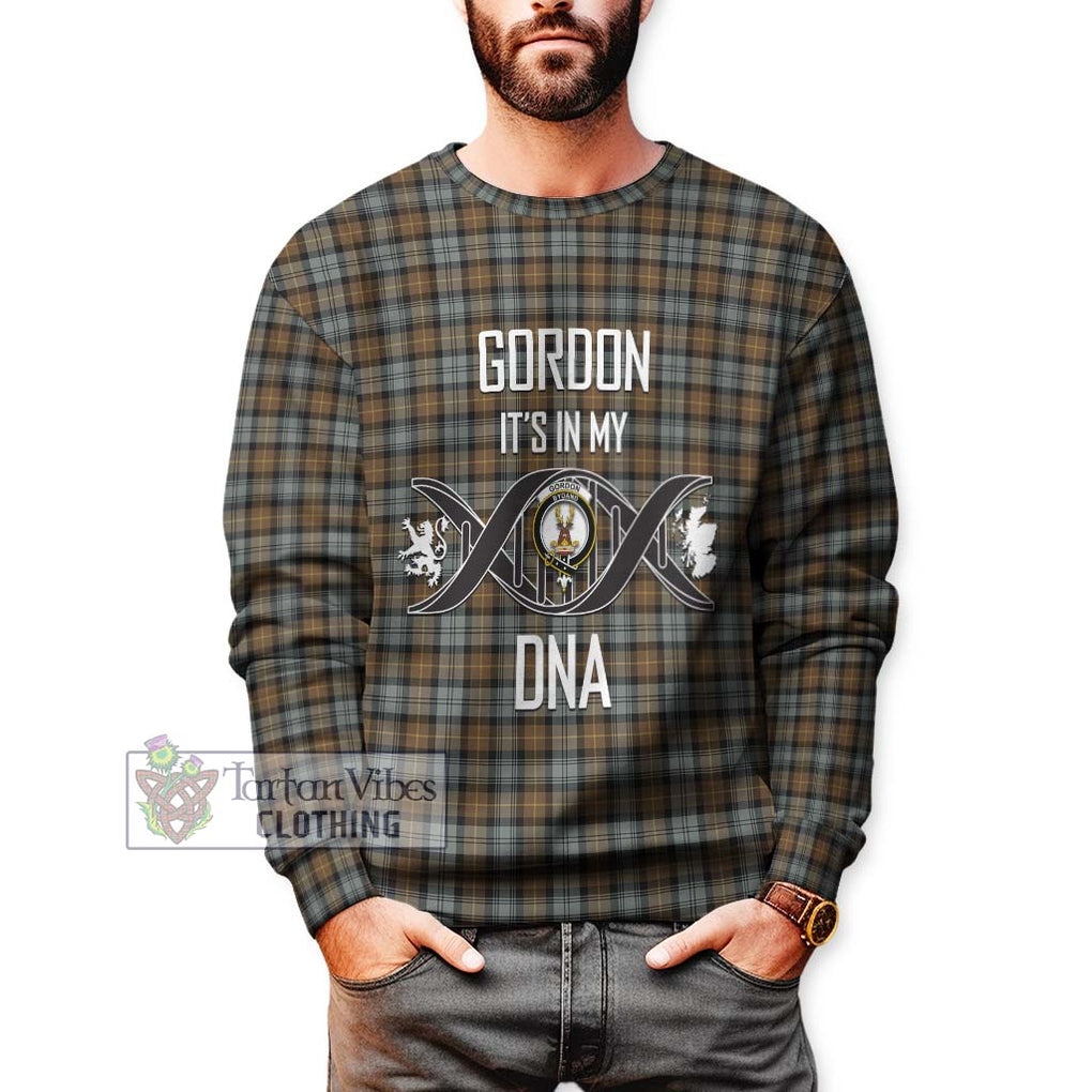 Gordon Weathered Tartan Sweatshirt with Family Crest DNA In Me Style Unisex - Tartanvibesclothing Shop